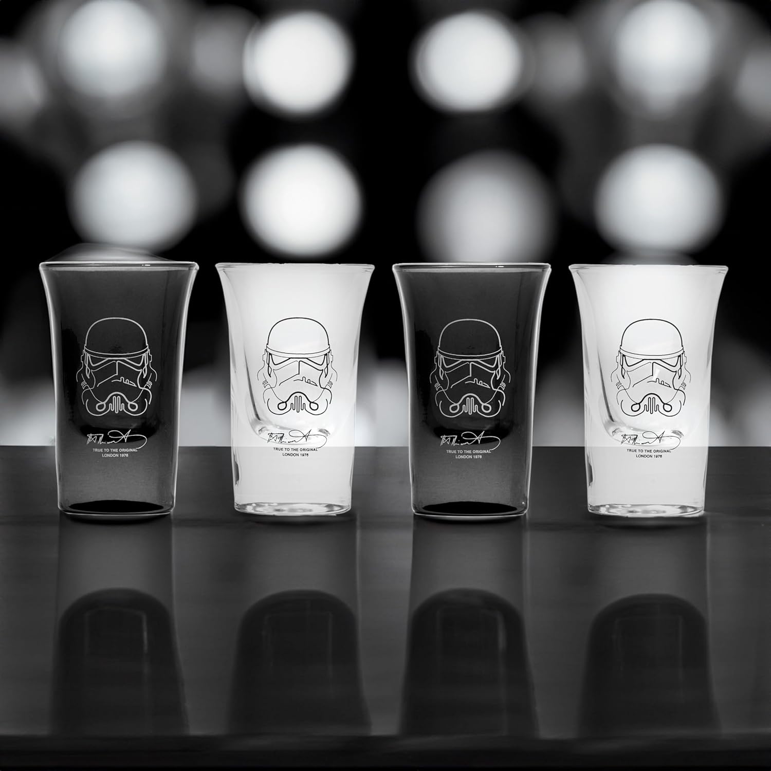 Original Stormtrooper Shot Glasses Set of 4, Transparent & Black, for Tequilla, Vodka & Whisky, 50ml Each, Perfect Shot Glass Gift Set for Men – ThumbsUp!