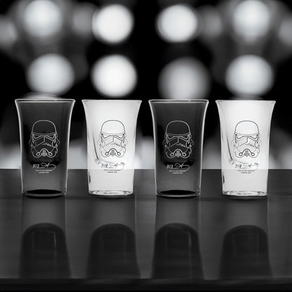 Original Stormtrooper Shot Glasses Set of 4, Transparent & Black, for Tequilla, Vodka & Whisky, 50ml Each, Perfect Shot Glass Gift Set for Men – ThumbsUp!
