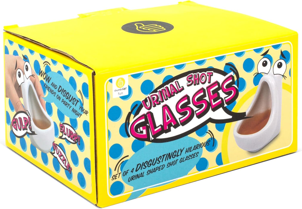 Urinal Shot Glasses, Set of 4, Novelty Gifts, Funny Gifts, Drink Gifts, Practical Joke Gifts, Rude Gifts, Office Gifts, Colleagues Gifts, Gifts for Men or Women - ThumbsUp!