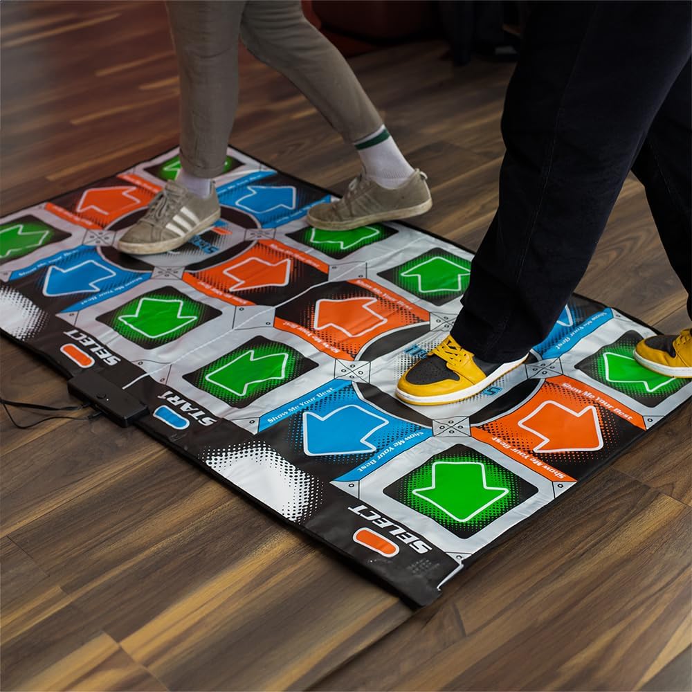 Dance Mat (2 Player) for TV, Plug and Play, 9 Retro Games, 110 Songs, 3 Difficulty Levels, Fun for Kids and Adults, for Girls, Boys & Adults - ThumbsUp! Two Player