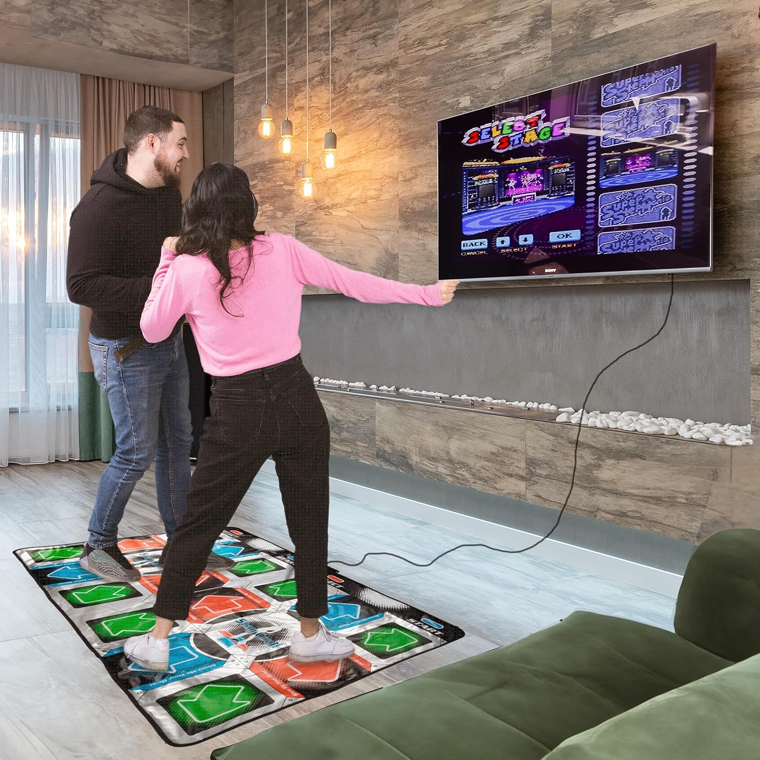 Dance Mat (2 Player) for TV, Plug and Play, 9 Retro Games, 110 Songs, 3 Difficulty Levels, Fun for Kids and Adults, for Girls, Boys & Adults - ThumbsUp! Two Player