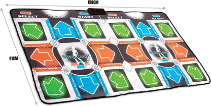 Dance Mat (2 Player) for TV, Plug and Play, 9 Retro Games, 110 Songs, 3 Difficulty Levels, Fun for Kids and Adults, for Girls, Boys & Adults - ThumbsUp! Two Player