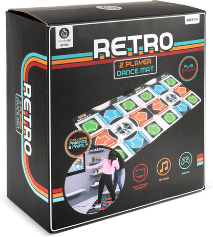 Dance Mat (2 Player) for TV, Plug and Play, 9 Retro Games, 110 Songs, 3 Difficulty Levels, Fun for Kids and Adults, for Girls, Boys & Adults - ThumbsUp! Two Player