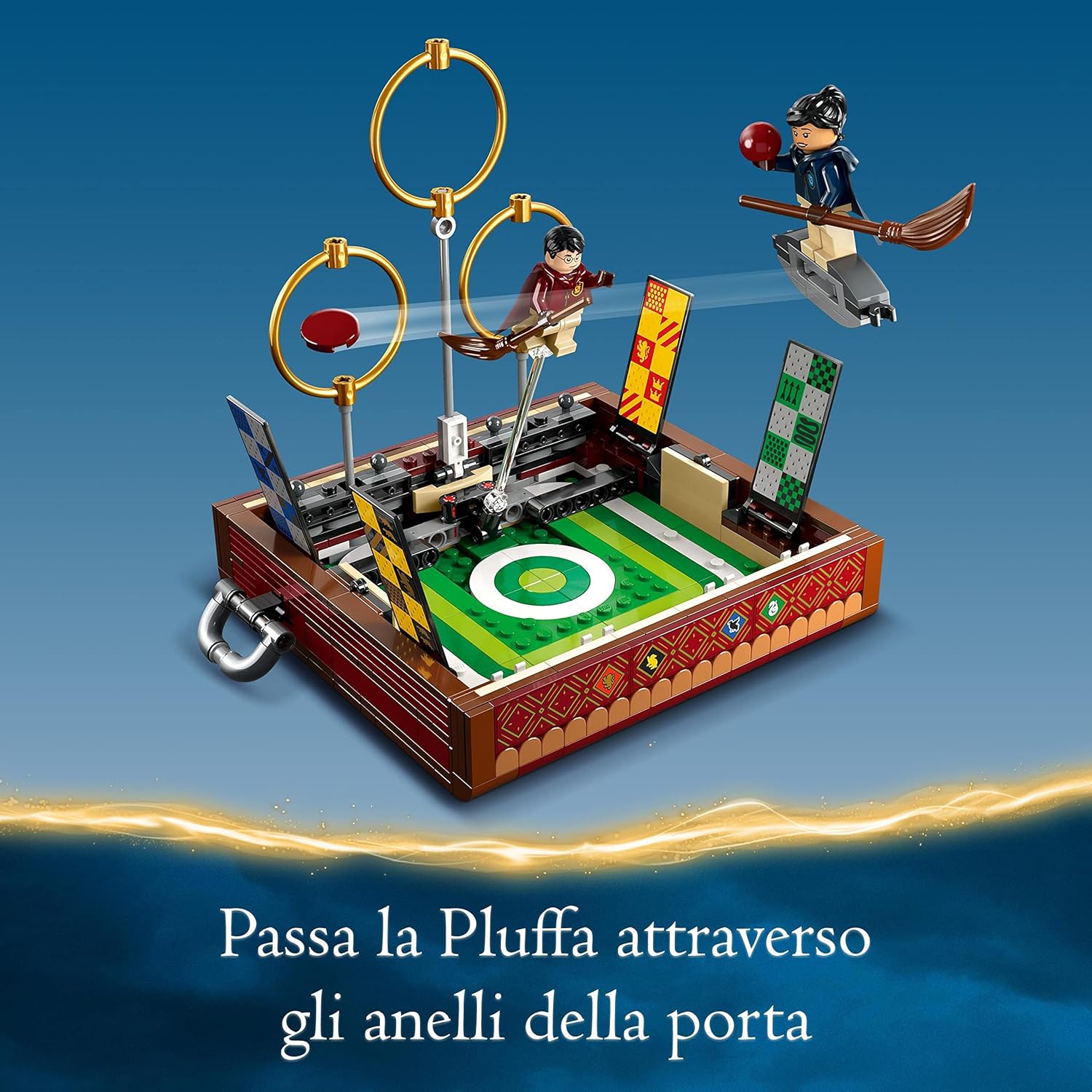 LEGO 76416 Harry Potter Quidditch Koffer, Spielzeug Set zum Bauen, Solo- oder 2-Spieler, 3 Verschiedene Quidditch-Spiele mit Draco Malfoy und Cedric Diggory Minifiguren, Hausbanner & Goldenem Schnatz