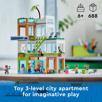 LEGO City Apartment Building, Modular Construction Set with Combinable Rooms, Shop, Toy Bike and 6 Minifigures, Birthday Gift for Kids, Boys, Girls Aged 6+ 60365 Single