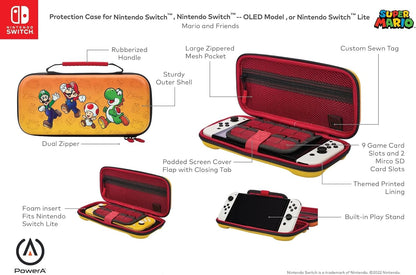PowerA Protection Case for Nintendo Switch - OLED Model, Nintendo Switch and Nintendo Switch Lite - Protective Case, Gaming Case, Console Case, Accessories, Storage, Officially Licensed Mario and Frie