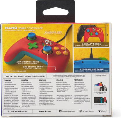 PowerA Nano Wired Controller for Nintendo Switch - Mario Medley, Nintendo Switch - OLED Model, Gamepad, game controller
