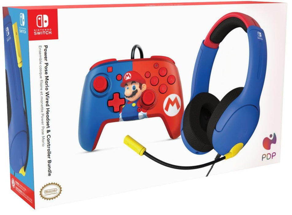 PDP Gaming Officially Licensed Mario Bundle for Switch Works with Switch OLED & Lite Mario Bundle Blue and Red