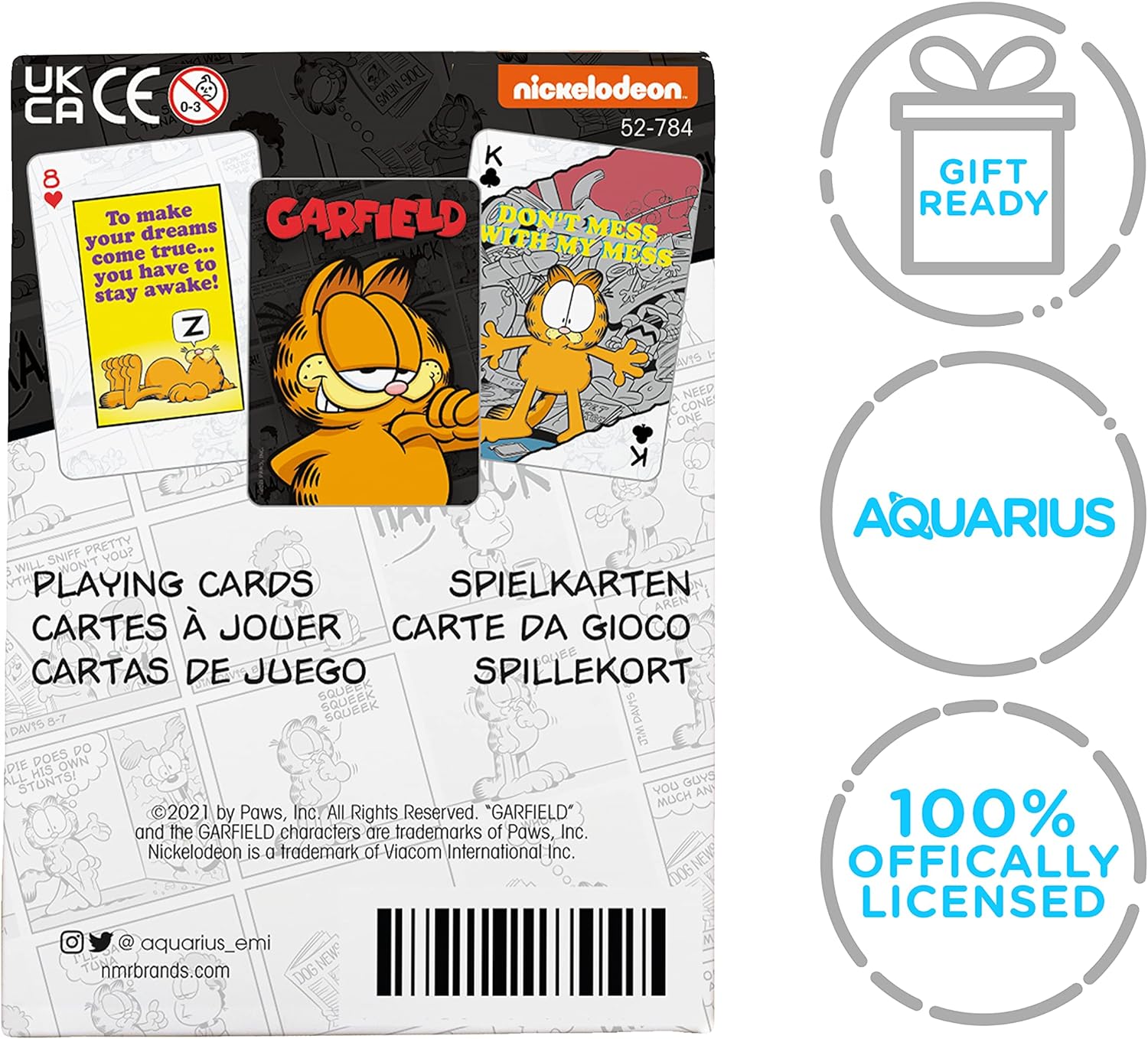 AQUARIUS NEW! Garfield set of 52 standard playing cards + jokers