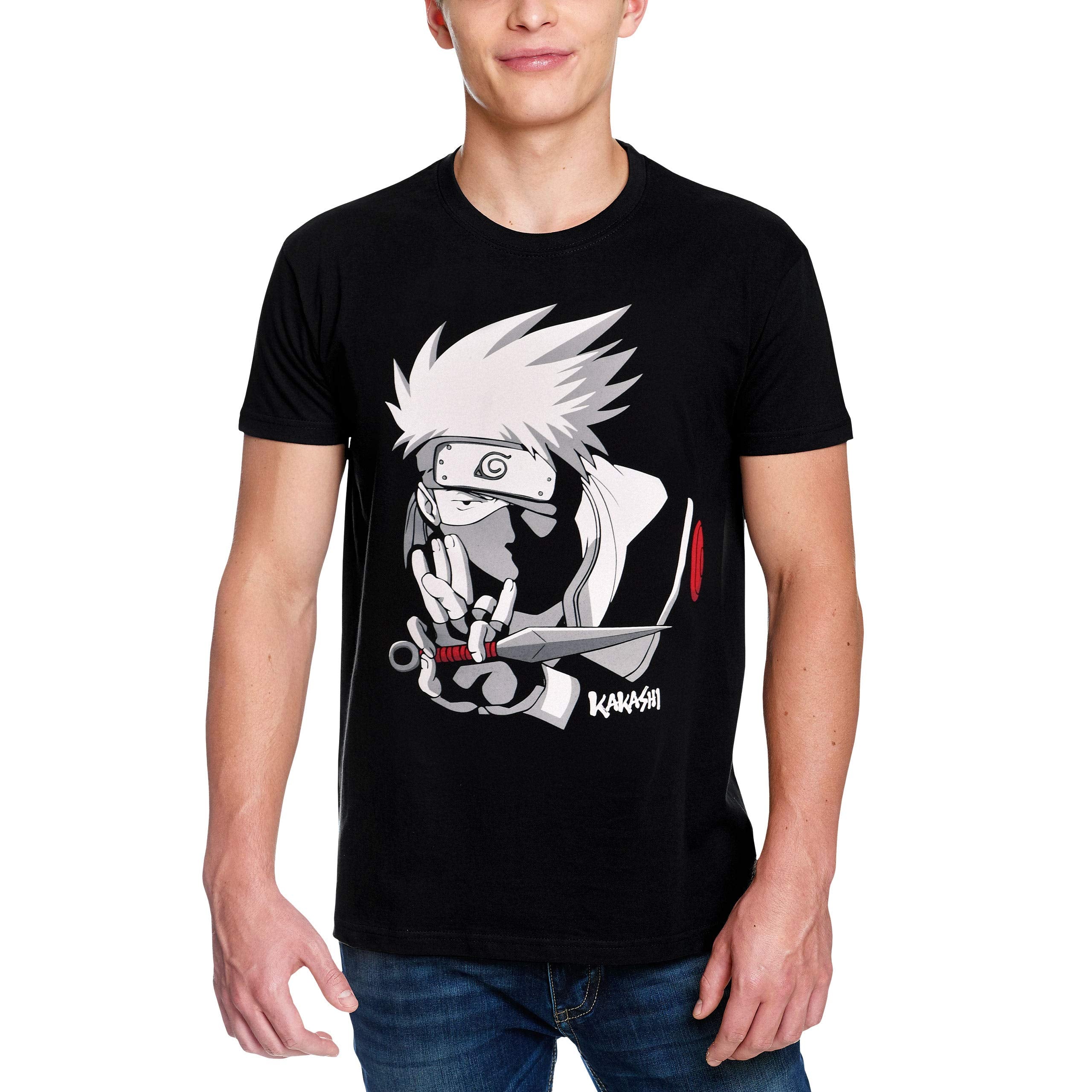 Naruto Men's t-Shirt Kakashi Hatake Cotton Black L Black