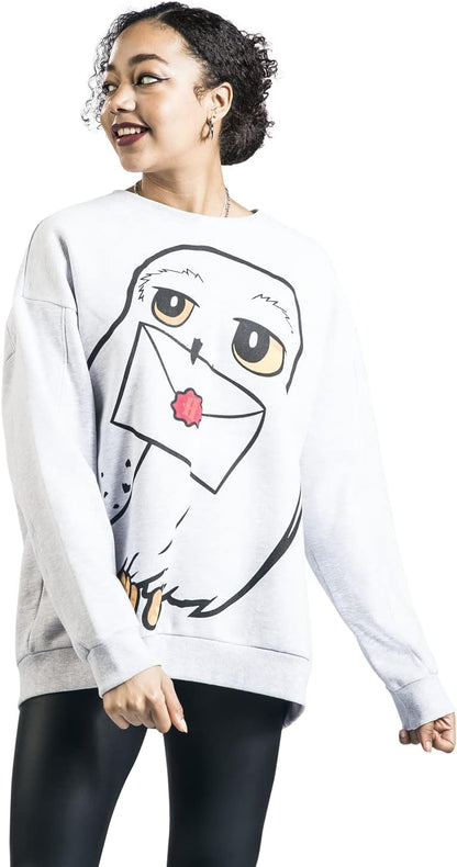 cotton division Harry Potter Hedwige Femme Sweat-Shirt Gris chiné M 75% Coton, 25% Polyester Large