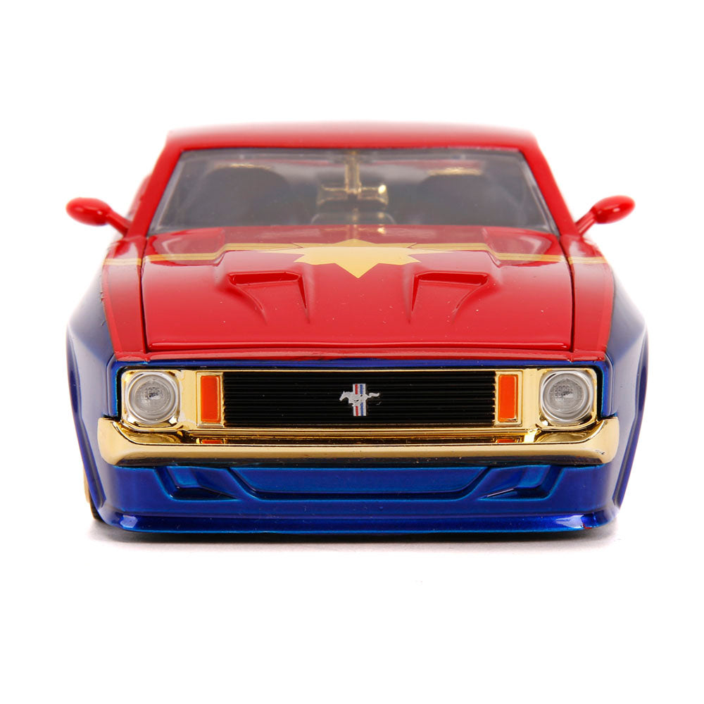 MARVEL COMICS Captain Marvel 1973 Ford Mustang Mach 1 Die-cast Toy Muscle Sports Car, 1:24 Scale, Multi-colour (253225009)