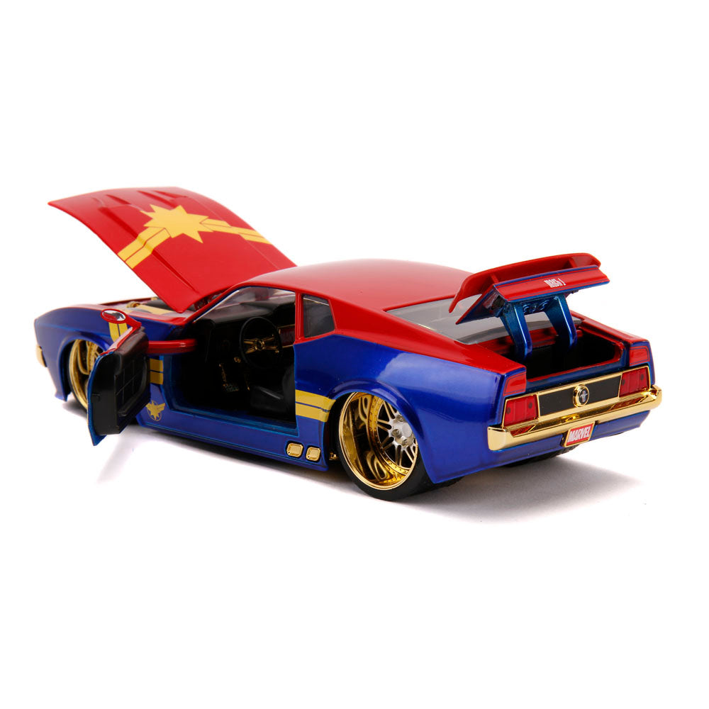 MARVEL COMICS Captain Marvel 1973 Ford Mustang Mach 1 Die-cast Toy Muscle Sports Car, 1:24 Scale, Multi-colour (253225009)