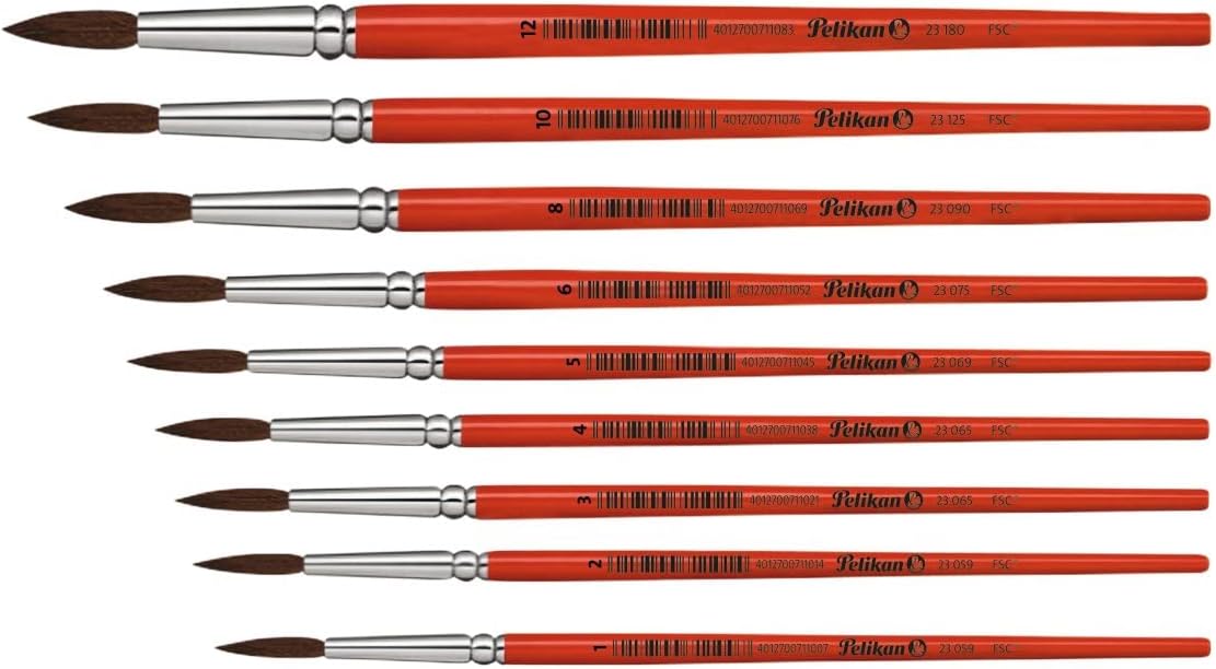 Pelikan 720417 Hair Paintbrushes 23 Type 3 x 2/6 / 4/6 / 8
