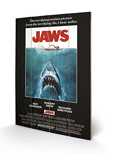 Pyramid International Jaws (ONE Sheet) Holzwand-Kunst, Holz, Mehrfarbig, 40 x 2.5 x 59 cm