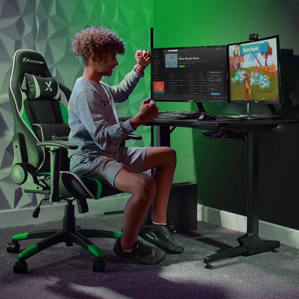 X Rocker Agility Compact Esports Gaming Bürodrehstuhl für Kinder & Teenager - Grün/Schwarz Schwarz / Grün