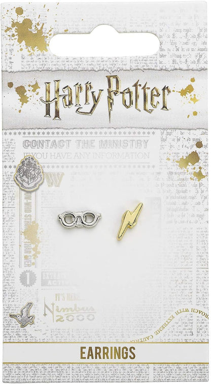 HARRY POTTER Blitz und Brille Mujer Set de Pendientes Plateado, Aleación de Zinc