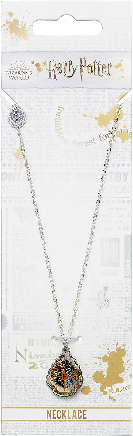 Harry Potter - Colgante y collar chapado en plata Hogwarts