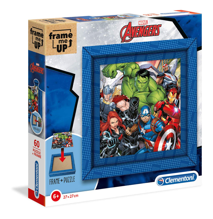 Clementoni 38801 Frame me up Avengers – Puzzle 60 Teile ab 4 Jahren, buntes Kinderpuzzle inkl. Rahmen aus Karton, zum Aufhängen ohne Kleber, Geschicklichkeitsspiel für Kinder