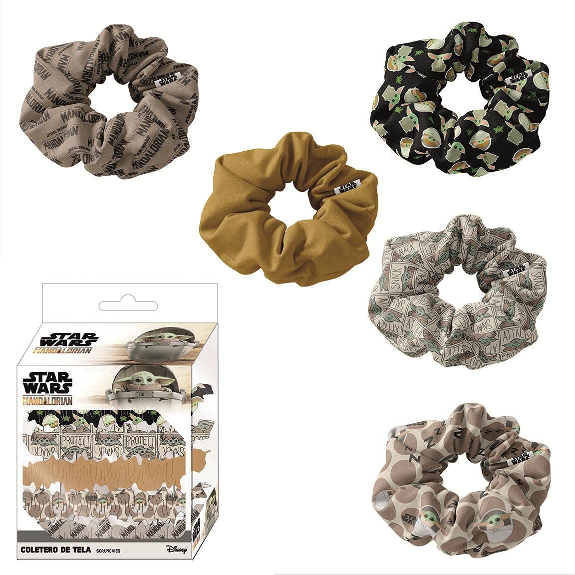 CERDÁ LIFE'S LITTLE MOMENTS Lot de 5 Chouchous en Tissu avec Motifs Baby Yoda The Mandalorian - Licence Officielle Disney, Girls’ Cosmetic Bag, Multicolour, 2500002039 Toiletry Bag Multicolour