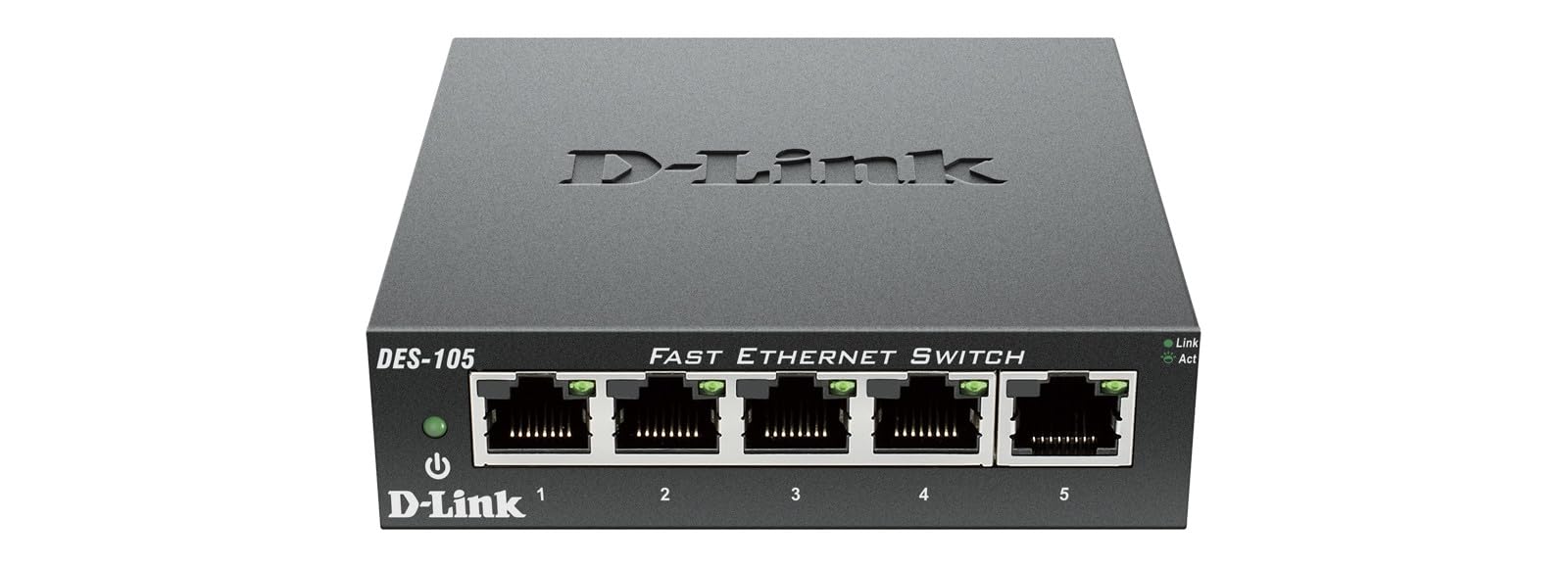 D-Link DES-105 Switch 5 Porte Fast Ethernet, Alloggiamento in Metallo, Nero/Antracite