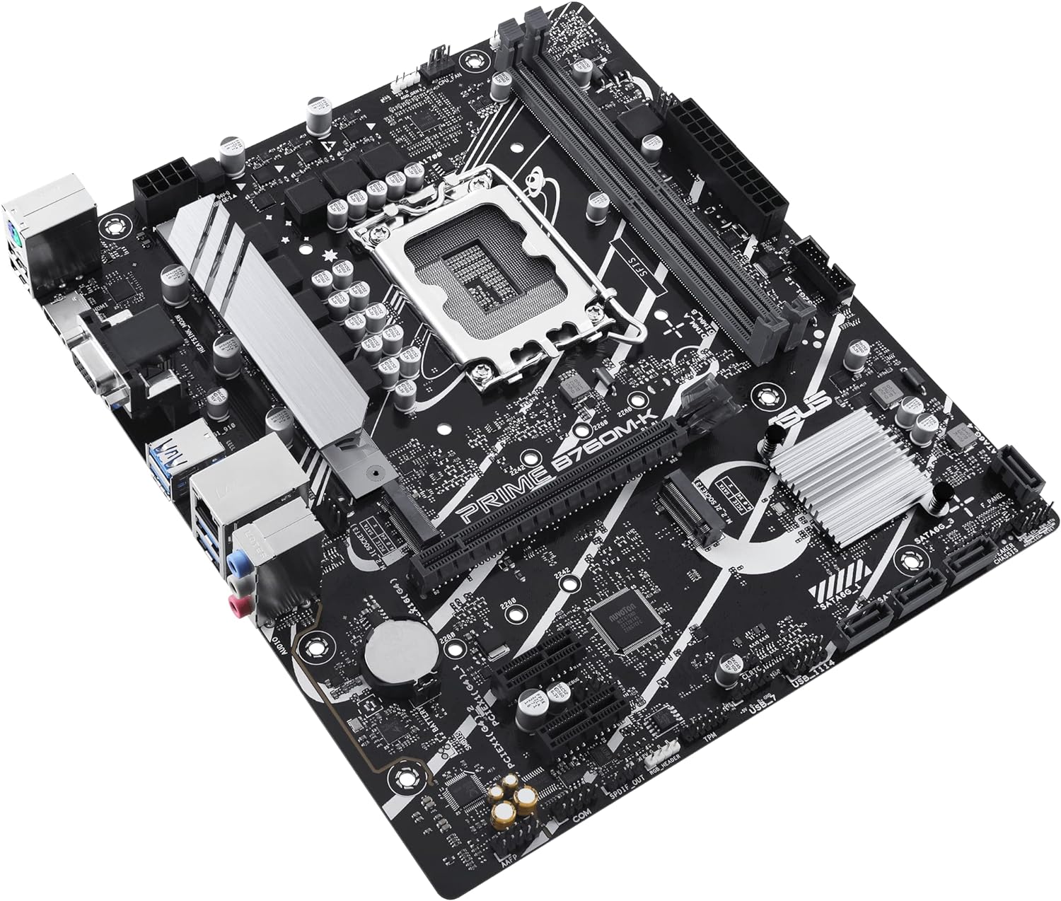 ASUS Prime B760M-K Placa Base Intel B760 (LGA 1700 mATX con PCIe 4.0, Dos Ranuras PCIe 4.0 M.2, DDR5, Realtek 2.5Gb Ethernet, VGA, HDMI, SATA 6 Gbps, USB 3.2 Gen 1 Frontal, Aura Sync), Negro