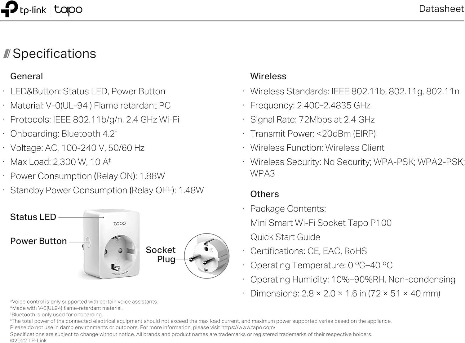 Smart Plug Tp-Link Tapop100-Pk1 2300W