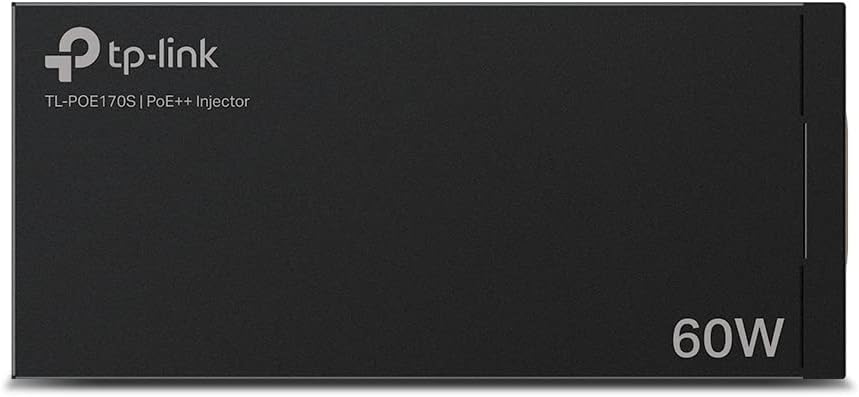 TP-Link TL-POE170S PoE++ Injector (2 Gigabit Ports, Compatible with 802.3af /at/bt, Total Power with up to 60W, Wall Mount and Desktop Design, Plug and Play) Black