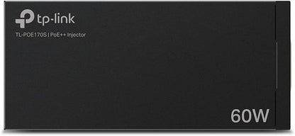 TP-Link TL-POE170S PoE++ Injector (2 Gigabit Ports, Compatible with 802.3af /at/bt, Total Power with up to 60W, Wall Mount and Desktop Design, Plug and Play) Black