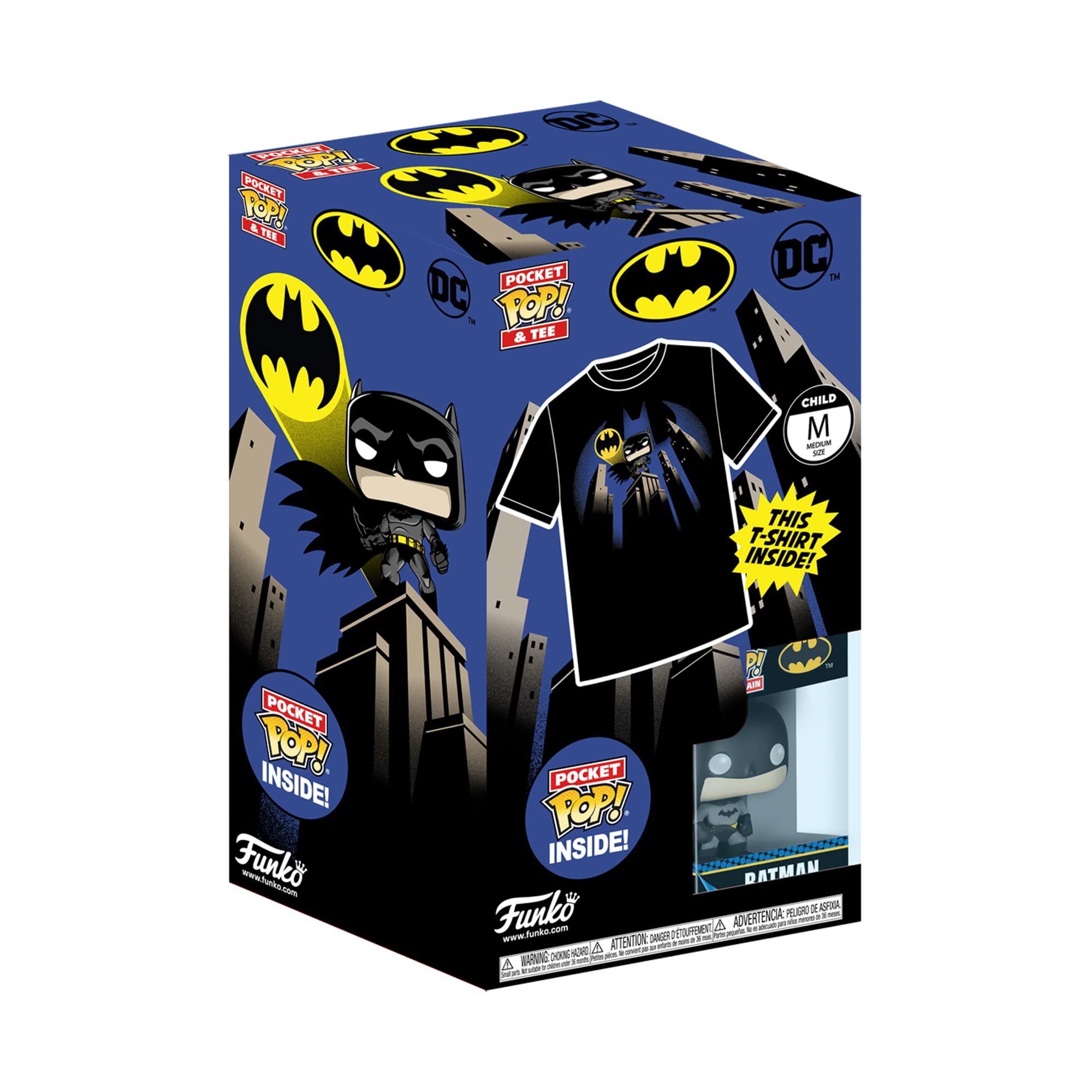 Funko Pocket Pop! & Tee: DC - Batman - Extra - for Children and Kids - Extra Large - (XL) - DC Comics - T-Shirt - Clothes With Collectable Vinyl Minifigure - Gift Idea - Toys and Short Sleeve Top