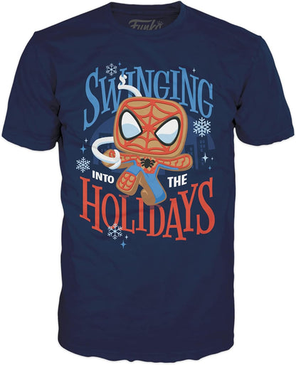 Funko Pocket POP! & Tee: Marvel - Spider-Man - Spidey - Gingerbread - Extra - for Children and Kids - Extra Large - (XL) - T-Shirt - Clothes With Collectable Vinyl Minifigure - Gift Idea for Boys