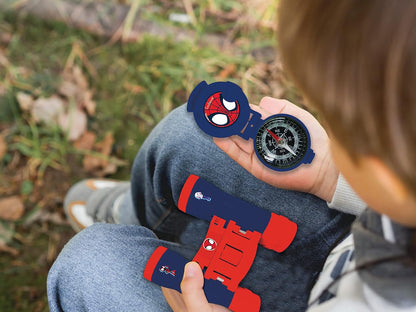 Lexibook, Spidey & His Amazing Friends, Complete adventurer set, for kids, 120m walkie-talkies, Binoculars, Flashlight, Compass, Red/Blue, RPTW11SP