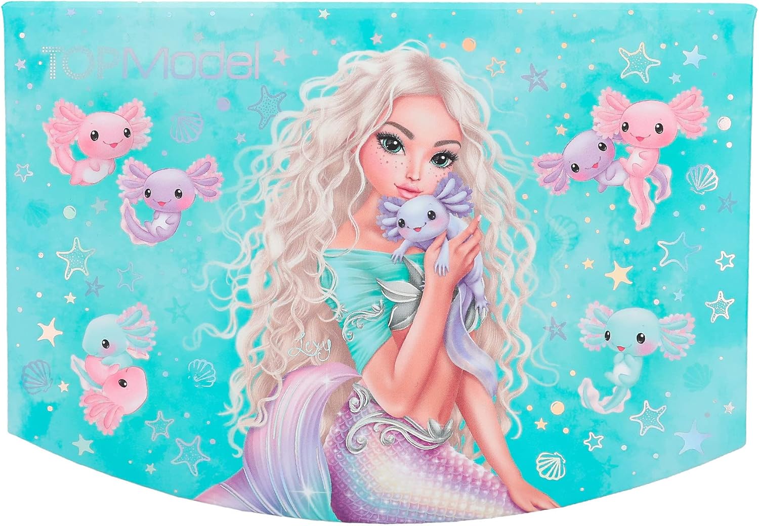 Depesche 12440 TOPModel Mermaid Small Jewellery Box in Turquoise with Mermaid Motif Jewellery Box with Mirror and Hinged Lid