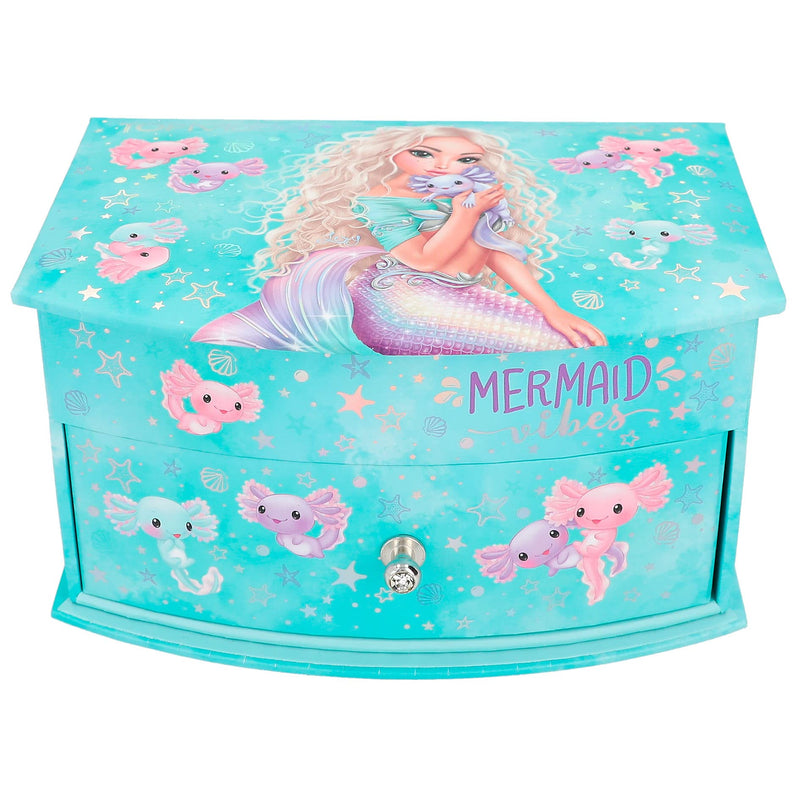 Depesche 12440 TOPModel Mermaid Small Jewellery Box in Turquoise with Mirror and Hinged Lid