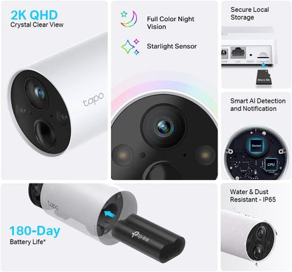 Tapo C420S2 V1 - 2 X Tapo C420 Cameras + Tapo H200 Hub - Network Surveillance Camera - Outdoor, Indoor - Dust Resistant