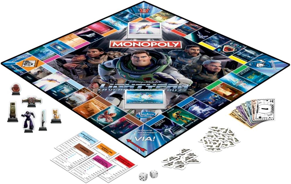 Monopoly: edición Lightyear de Disney Pixar, juego de mesa para familias y niños, juegos de mesa familiar, regalos para niños a partir de 8 años