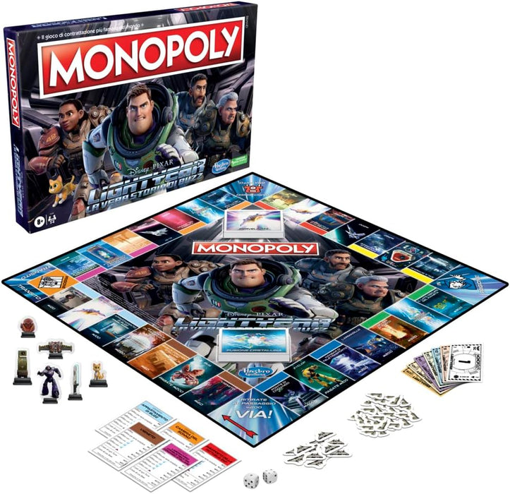 Monopoly: edición Lightyear de Disney Pixar, juego de mesa para familias y niños, juegos de mesa familiar, regalos para niños a partir de 8 años