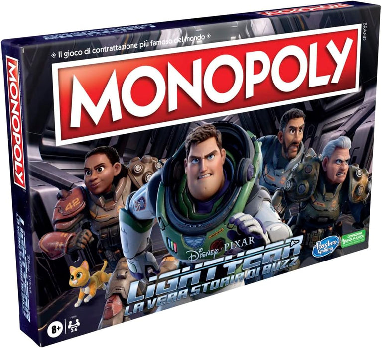 Monopoly: edición Lightyear de Disney Pixar, juego de mesa para familias y niños, juegos de mesa familiar, regalos para niños a partir de 8 años