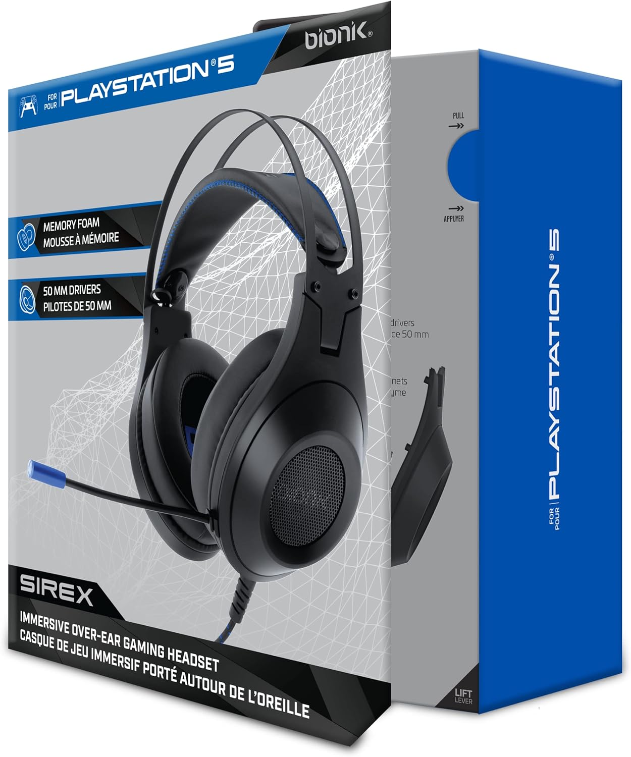 Bionik Sirex Gaming Headset with Mic for PS5: 50MM Drivers, Memory Foam, Mute Switch, Adjustable Head Beam, PS4/Xbox Series XS/Nintendo Switch OLED/PC/Mac