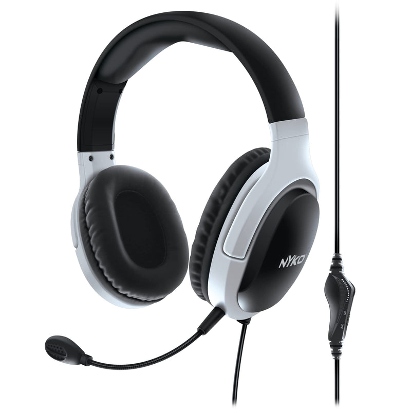 Nyko NP5-5000 Wired Headset for PlayStation 5 - Lightweight Headphones w/Adjustable Microphone - Compatible w/ PS4, PS5, Nintendo Switch, Xbox One and Xbox X|S - PS5 Accessories (Black/White