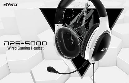 Nyko NP5-5000 Wired Headset for PlayStation 5 - Lightweight Headphones w/Adjustable Microphone - Compatible w/ PS4, PS5, Nintendo Switch, Xbox One and Xbox X|S - PS5 Accessories (Black/White