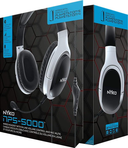 Nyko NP5-5000 Wired Headset for PlayStation 5 - Lightweight Headphones w/Adjustable Microphone - Compatible w/ PS4, PS5, Nintendo Switch, Xbox One and Xbox X|S - PS5 Accessories (Black/White