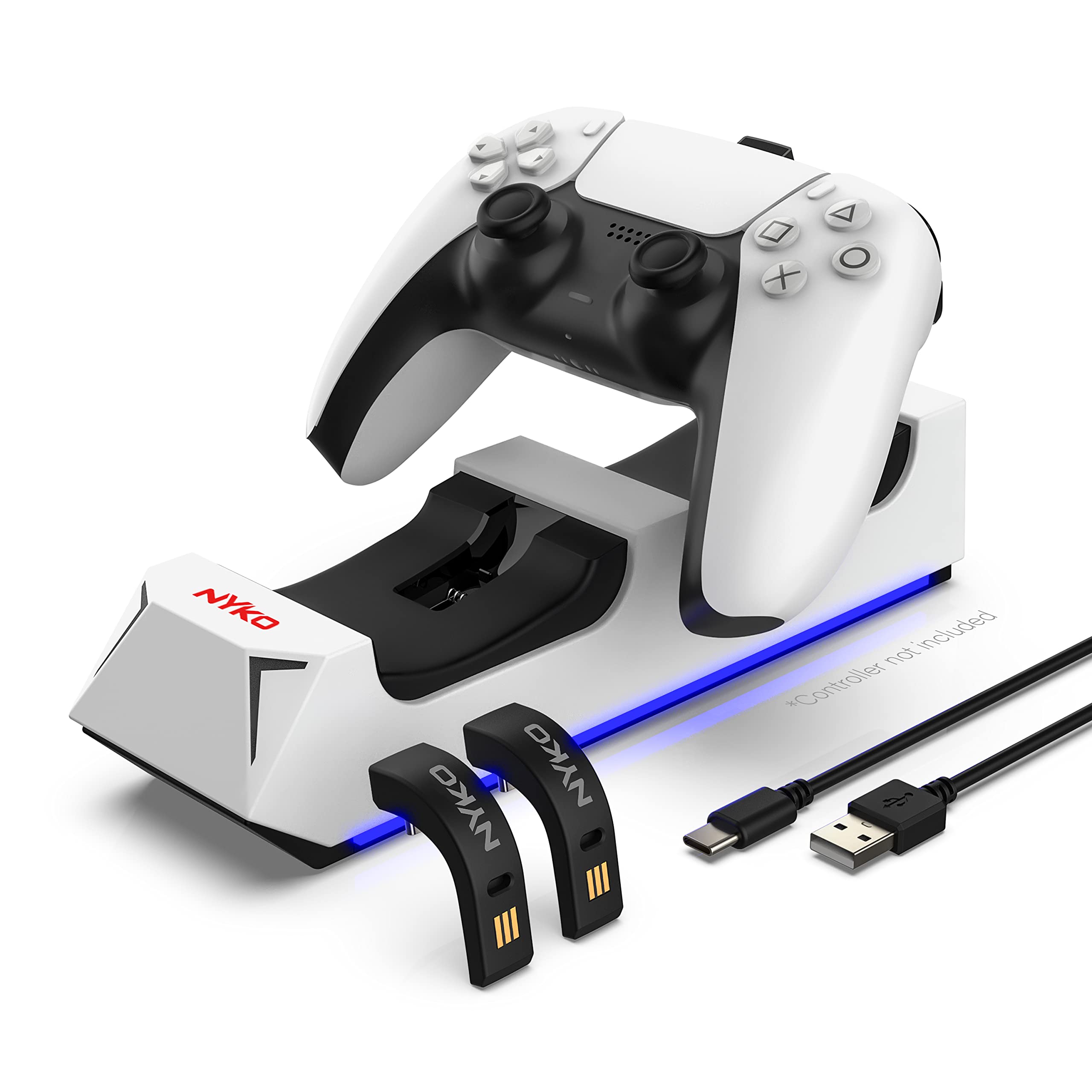 Nyko Dualsense Charging Station for Playstation 5 - Drop and Charge Base for 2 PS5 Controllers w/LED Indicators and Extra USB Port - Playstation 5 DualSense Controller Charge Stand - PS5 Accessories P
