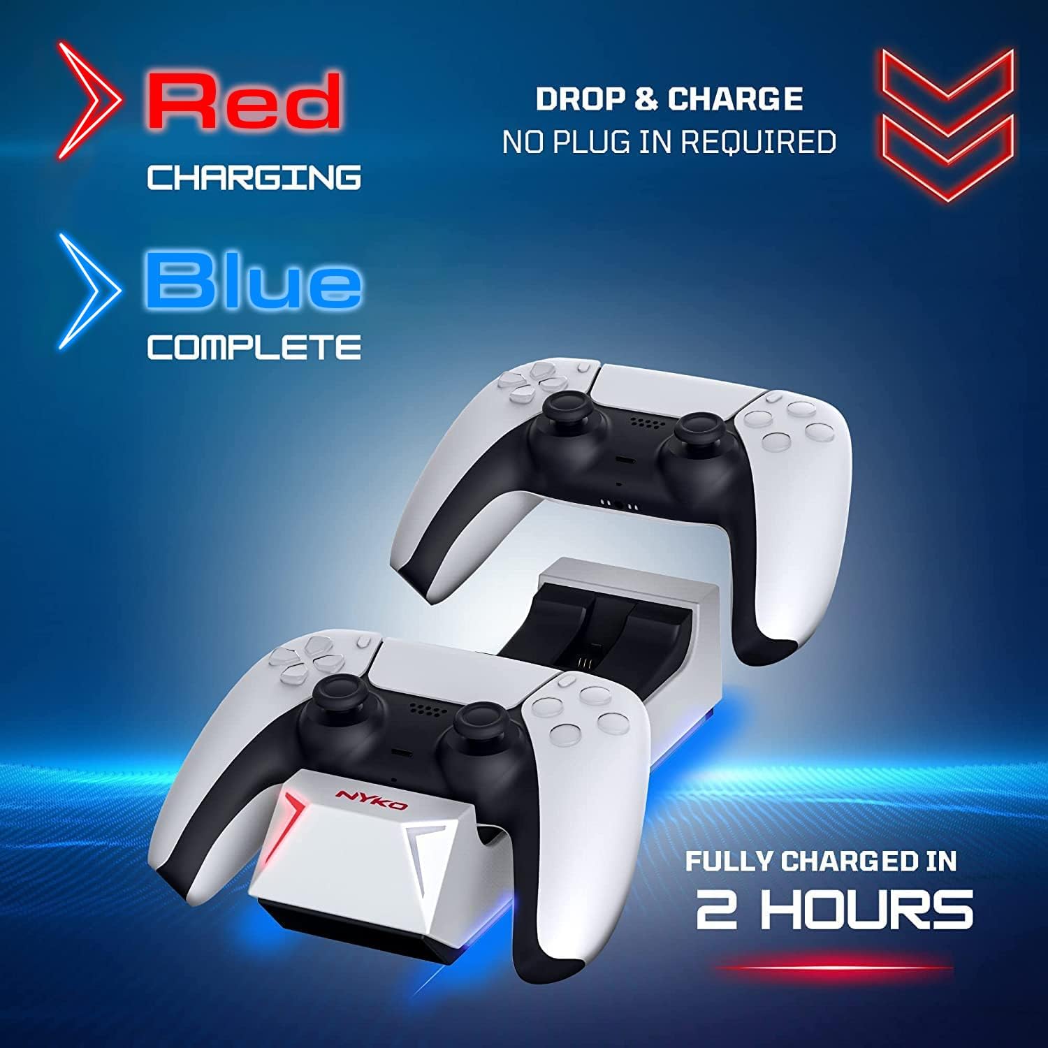 Nyko Dualsense Charging Station for Playstation 5 - Drop and Charge Base for 2 PS5 Controllers w/LED Indicators and Extra USB Port - Playstation 5 DualSense Controller Charge Stand - PS5 Accessories P