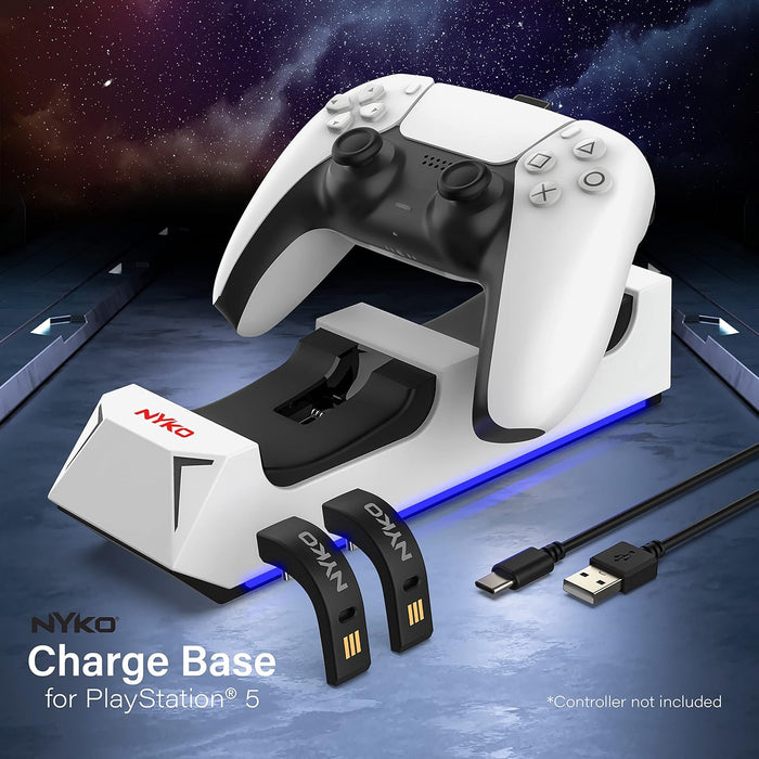 Nyko Dualsense Charging Station for Playstation 5 - Drop and Charge Base for 2 PS5 Controllers w/LED Indicators and Extra USB Port - Playstation 5 DualSense Controller Charge Stand - PS5 Accessories P