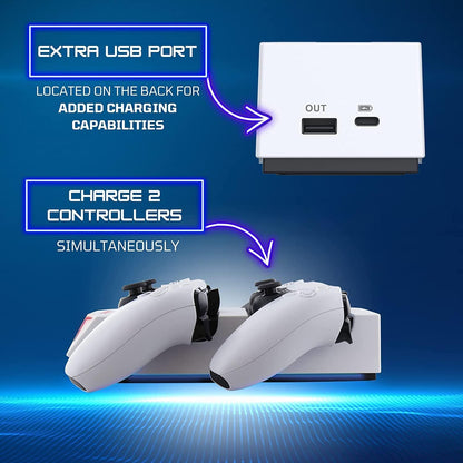 Nyko Dualsense Charging Station for Playstation 5 - Drop and Charge Base for 2 PS5 Controllers w/LED Indicators and Extra USB Port - Playstation 5 DualSense Controller Charge Stand - PS5 Accessories P