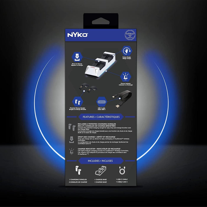 Nyko Dualsense Charging Station for Playstation 5 - Drop and Charge Base for 2 PS5 Controllers w/LED Indicators and Extra USB Port - Playstation 5 DualSense Controller Charge Stand - PS5 Accessories P
