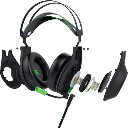 Bionik Sirex Gaming Headset with Mic for Xbox Series XS: 50MM Drivers, Memory Foam, Mute Switch, Adjustable Head Beam, Xbox One/ PS5/ Nintendo Switch OLED/PC/Mac Green L