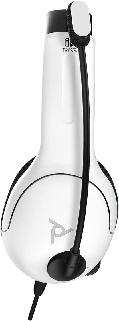 PDP Gaming AIRLITE Stereo Headset with Mic for Nintendo Switch/Switch Lite/OLED - Wired Power Noise Cancelling Microphone, Lightweight, Soft Comfort On Ear Headphones (Black & White
