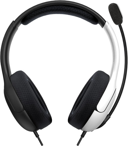 PDP Gaming AIRLITE Stereo Headset with Mic for Nintendo Switch/Switch Lite/OLED - Wired Power Noise Cancelling Microphone, Lightweight, Soft Comfort On Ear Headphones (Black & White